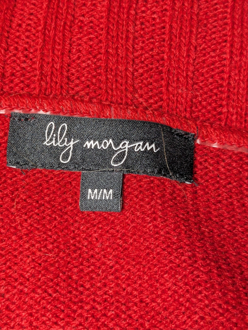 Off-Shoulder Lace-Up Knit Sweater in Red - Picture 14 of 15